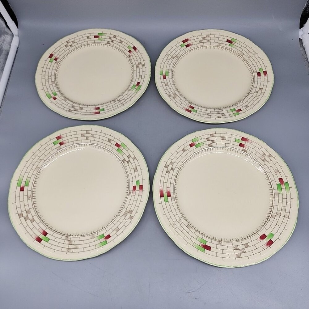 Vintage Set Of 4 Alfred Meakin Van Dyck Ware Darleydale Pattern Salad Plate 9 in